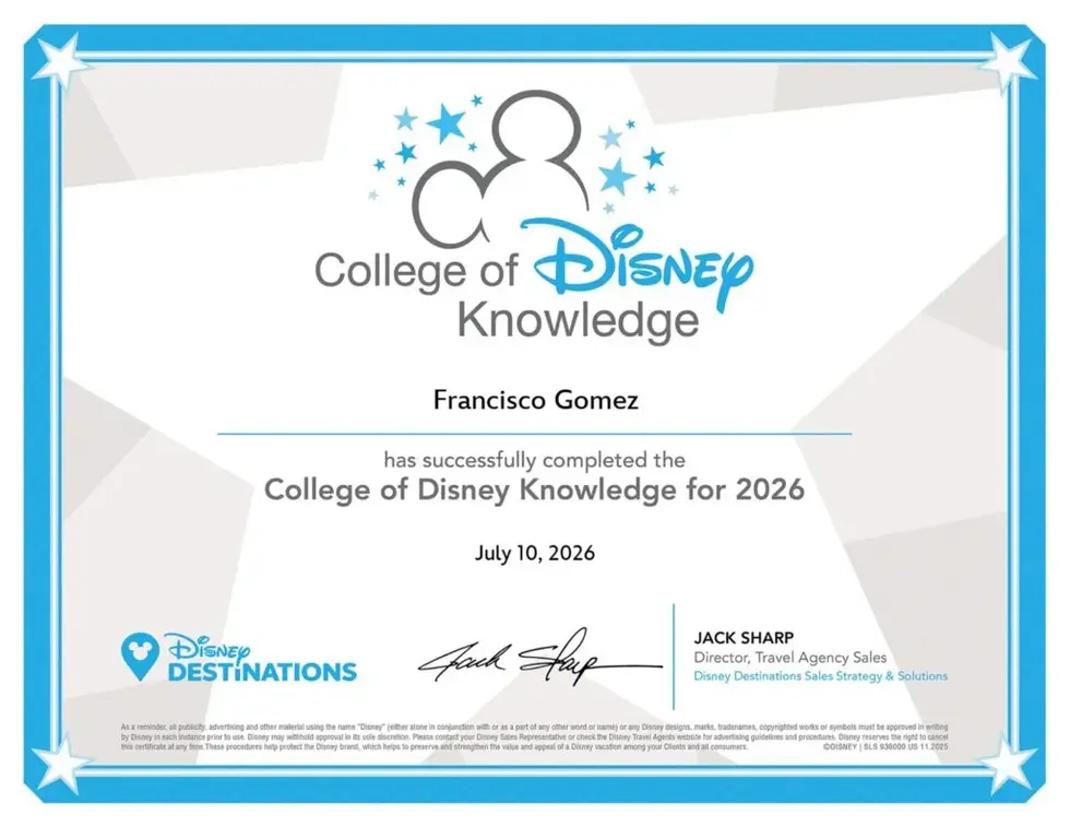 Certificado College of Disney Knowledge de Francisco Gomez