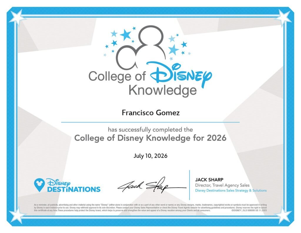 training.disneytravelagents.com certificate print a 1828 page 0001