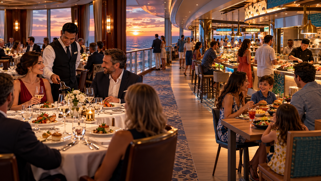 Princess Cruises vs. Royal Caribbean: diferencias y cuál elegir cena clásica y sabores modernos