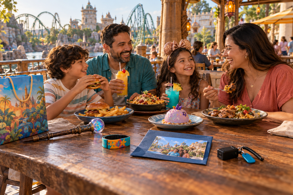 ¿Qué incluye una visita a Universal Orlando y qué se paga aparte? familia, comida y recuerdos del parque